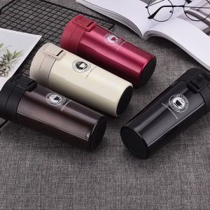 แก้วกาแฟสแตนเลสขนาด 380 มล. พร้อมฝาปิดเด้ง