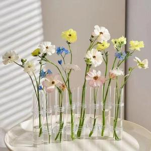 Modern Minimalist Glass Flower Vase Tube-shaped Desktop Decoration Fresh Flower Hydroponics Planting Combination Living Room Bedroom