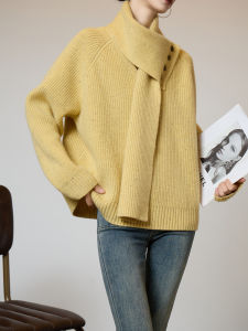 Casual Womens Pullover Knit Sweater Scarf