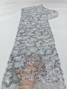 2026 Elegant Nigerian African Groom Mesh Lace Fabric High Quality French Tulle Sequins Lace Fabric For Evening Dress 5 Yards