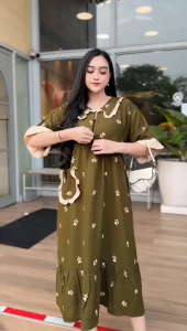 Daster Jumbo pendek rayon premium busui dres kekinian dress Resleting Depan Busui viral kekinian