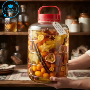 Bình Ngâm Thủy Tinh 20L QX20L Có Quai Xách Nắp Đỏ Cao Cấp