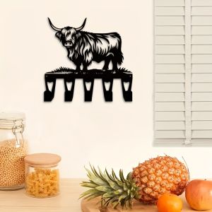 CIFbuy | CIFBUY Rustic Cow Metal Wall Art Iron Sculpture Mural Plaque Key Holder For Farmhouse Living Room Entryway Kitchen Decor