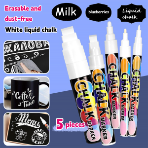 1/3 Pcs White Liquid Chalk Painting Marking Erasable Dust-free Water-soluble Marking Pen School Classroom Office Supplies