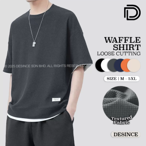 🇲🇾 DESINCE Man Top T-shirt Men Basic Waffle Tshirt Half Sleeve Top Trendy Korean Baju Lelaki MT 030