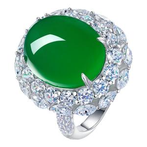 AILEQ | Jasper Agate S925 Sterling Silver Ring Compare to Jade