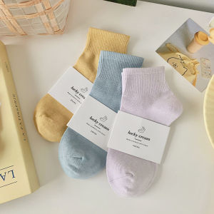 ถุงเท้าผ้าฝ้ายสีขาวสำหรับผู้หญิง ฤดูใบไม้ผลิและฤดูร้อน ถุงเท้ากีฬาบาง สไตล์ญี่ปุ่น ถุงเท้าครึ่งแข้ง ถุงเท้าสั้น