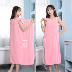 【SG STOCK】Specool® Women Bathrobe Can Wear Wrap Bath Towel Adult Absorb Water Bath Dress Coral Fleece