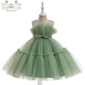 Girls Summer New Princess Skirt Dance Performance Birthday Gift Puffy Tulle Dress A-line Skirt Pure Color Childrens Clothing