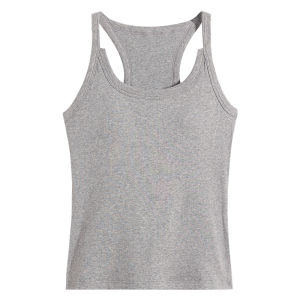 miiow | Slim Fit Tank Top Womens Vest With Chest Pad Exposed Back Beautiful Back Bra Summer Outerwear Covering Underarm Cotton Blend