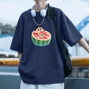 Summer New Pure Cotton Short Sleeve T-Shirt Mens Trendy American Oversize Versatile Teenage Half Sleeve Upper Apparel