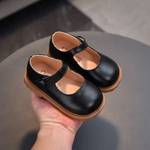 SHUNAICHI 2024 Spring Autumn School Shoes for Girls Classic Black Beige Brown Mary Jane Shoes Kids Leather Cute Princess Shoes Girl E06232
