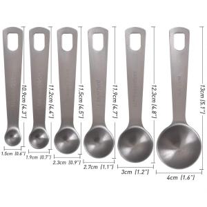 Stainless Steel Measuring Spoons SetCoffee Scoop SpoonKitchen Gadgets For Cooking & BakingSet Of 6