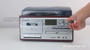 LoopTone 3 Speed Bluetooth Vinyl Record Player Vintage Turntable CD&Cassette Player AM/FM Radio USB Recorder Aux-in RCA Line-out 220~240V