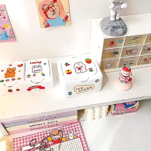 Cute Press Storage Cute Press Flip Storage Box Student Case Organizer Jewelry Cosmetics Double Sticker Box Student Flip Case