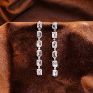 SEQUITO Charming Brides Ear Decoration Pave Setting AAAAA Cubic Zirconia Super Long Drop Earrings Wedding Party Silvery Jewelry SE1026