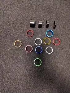 4PCS Kit Bicycle Headset Spacer 5MM 10MM 15MM 20MM Bike Handlebar Stem Spacers 28.6MM Aluminum Alloy Headset Stem Spacer Set