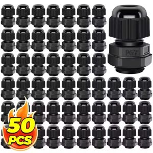 50Pcs IP68 Waterproof Cable Glands Kits Nylon Cable Entry Adjustable Wire Connectors Assortment For Junction Box Wire Pannel Fixing