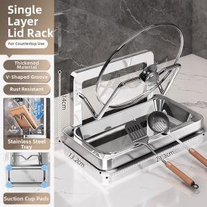 Multi-Layer Pot Lid Cutting Board Storage Rack