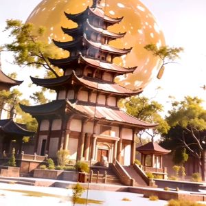 HIASAN DINDING 4 IN 1 SET 3D JAPANESE TEMPLE WALDECOR & NUANSA ABSTRAK PAINTING HIASAN RUMAH / KAMAR