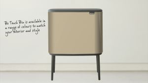 Brabantia ถังขยะ สแตนเลสแบบกด บราบันเทีย รุ่นทรงสี่เหลี่ยม 11+23ลิตร ขนาด 2ช่อง BO Touch Bin with 2 Inner Bucket 11+23 ลิตร - เส้นเลือดสวย