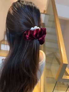 Tali Rambut Usus Besar Manik Beludru Tali Rambut Mewah Aksesoris Rambut Gaya Putri🌷Waroomy