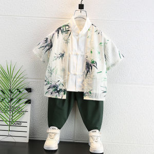New Chinese Style Summer High End Renovated Children Tang Costume Baby Ancient Style Summer Outfit Set Boy Toddler Clothes