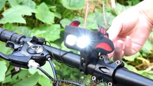 4 in 1 ไฟฉายจักรยานจักรยาน Horn ปลูก Bell จักรยานที่ใส่โทรศัพท์ในจักรยานอุปกรณ์รถจักรยาน USB แบบชาร์จไฟได้ไฟหน้า