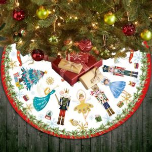 VIKAMA Christmas Tree Skirt Vibrant Nutcracker Xmas Ornaments Merry Christmas Tree Skirt Mat Party Decoration Supplies