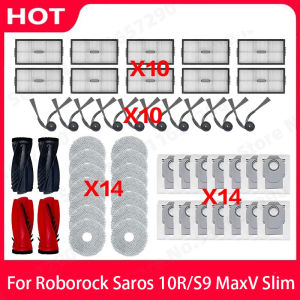 Roborock | Compatible For ( Roborock Saros 10R / S9 MaxV Slim ) Spare Parts Main Side Brush Filter Mop Dust Bag Accessories Consumables
