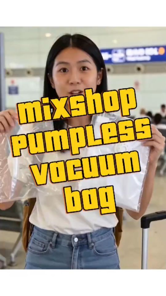 Mixshop Pumpless Vacuum Bag | Travel Compression Storage Organizer | No Pump Needed | Save Luggage Space