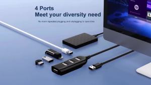 KEBIDUMEI USB Hub 4 Ports USB Splitter OTG Adapter USB 2.0 Hub For Mouse Keyboard PC Laptop Macbook Pro Computer Accessories