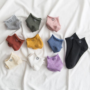 Womens Cotton Short Socks Mid-Calf Pure Cotton Sweat Absorbent Spring Summer Autumn Winter Short Tube Stockings Korean Style