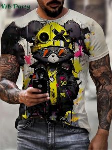 ขายร้อนฤดูร้อนแฟชั่นผู้ชายการ์ตูนพิมพ์Breathable Softรอบคอเสื้อยืดกลางแจ้งUrban Casual Top