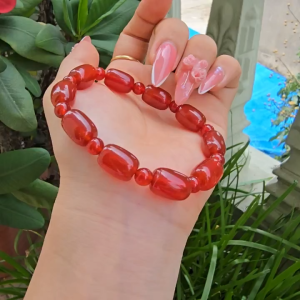 Q1593 Vòng lu thống Ngọc Agate Đỏ cho mệnh Hoả và Thổ - Phong Thuỷ TUDO