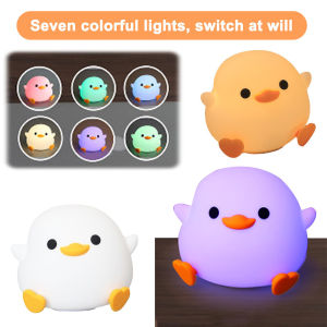 Silicone Duck Pat Night Light Dimmable Bedside Lamp Eye Caring Atmosphere Light USB Rechargeable for Home Bedroom Decor