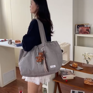 Mismi Mira Tote Bag Tas Selempang Wanita Stylish Korduroi Shoulder Bag Perempuan Korea - 49M