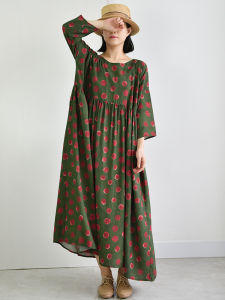 Rose Fiber Long Dress with Built-In Flower Fragrance Polka Dot Loose Luxury Sensation Draping Summer New Style French Style