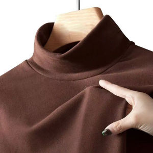 Áo Nỉ Lót Lông Cừu Hai Mặt Ấm Áp Ôm Vừa Vặn Cổ Cao Mùa Thu Đông Thường Ngày Không Thương Hiệu Áo Phông Dài Tay Thường