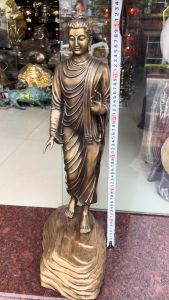 Tượng phật thích ca đứng ban phước bằng đồng cao 60cm ngang 16cm sâu 13cm đế 19x28cm nặng 8kg
