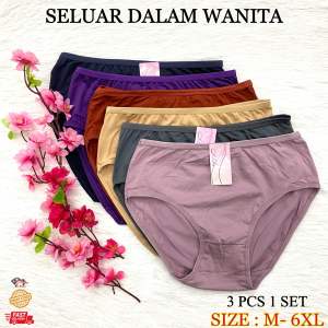 [ 1720 ] Ready Stock Women Panties A-1219 Seluar dalam M-6XL [ Up to 150KG ] 3 in 1 (SET) Underwear