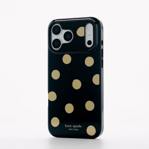 Kate Spade New York Metallic Classic Dot MagSafe Phone Case for iPhone 18 Pro & Pro Max | Shimmering Metallic Gold Polka Dot Print | 12ft Drop Protection | Anti-Scratch Coating | Strong Built-In Magnets for MagSafe | SKU KS061144