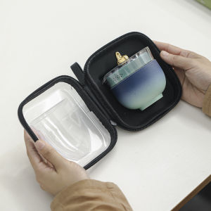 Sea Blue Travel Tea Set Suit Outdoor Camping Portable Cosmetics Bag Glass Quick Cup Personal Dedicated Teapot