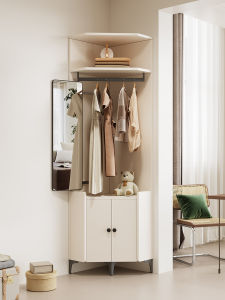 PAMEDI | Corner Clothes Rack With Mirror For Storage