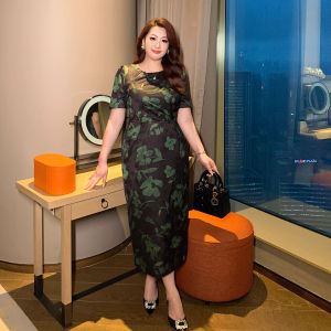 GLEC | Plus Size Summer New Vintage Hollow Out Ink Print Stylish Youthful Dress