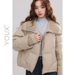 YOUXIANG | Áo Khoác Bông Cổ Đứng Có Viền Knit