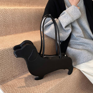 Túi Đeo Vai 3D Dachshund Dành Cho Nữ Túi Xách Bằng Vải PU Cổ Điển Thiết Kế Thiểu Số Hàn Quốc Túi Đeo Nách Có Khóa Kéo Túi Hình Con Chó Đa Năng