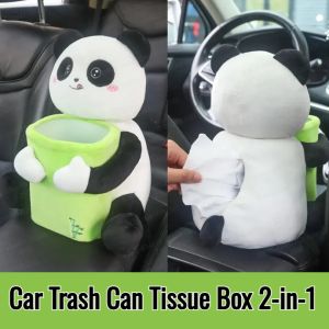 กล่องทิชชู่ติดรถยนต์และถังขยะ กล่องใส่แขนตุ๊กตาการ์ตูนแบบ 2-in-1 อเนกประสงค์พร้อมลิ้นชักกระดาษแขวน ถังขยะในรถยนต์และที่ใส่ทิชชู่