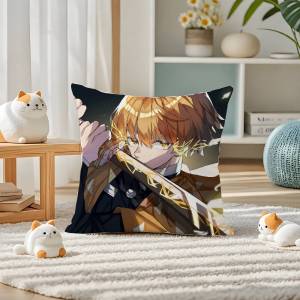 Bandai | Demon Slayer Daki Gyutaro Anime Plush Pillow Cover Soft Short Plush Cushion Cover For Sofa Bedroom Home Decor Gift Decoration