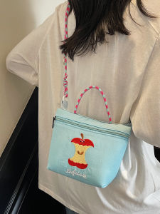 Túi Đeo Chéo Thêu Khóa Kéo Túi Xách Đi Làm Túi Đựng Điện Thoại Di Động Túi Xách Nữ Túi Đeo Vai Đơn Túi Xách Bằng Vải Nhỏ